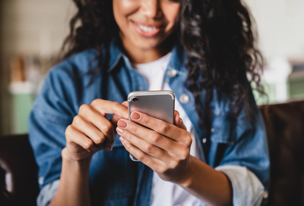 Woman texting.